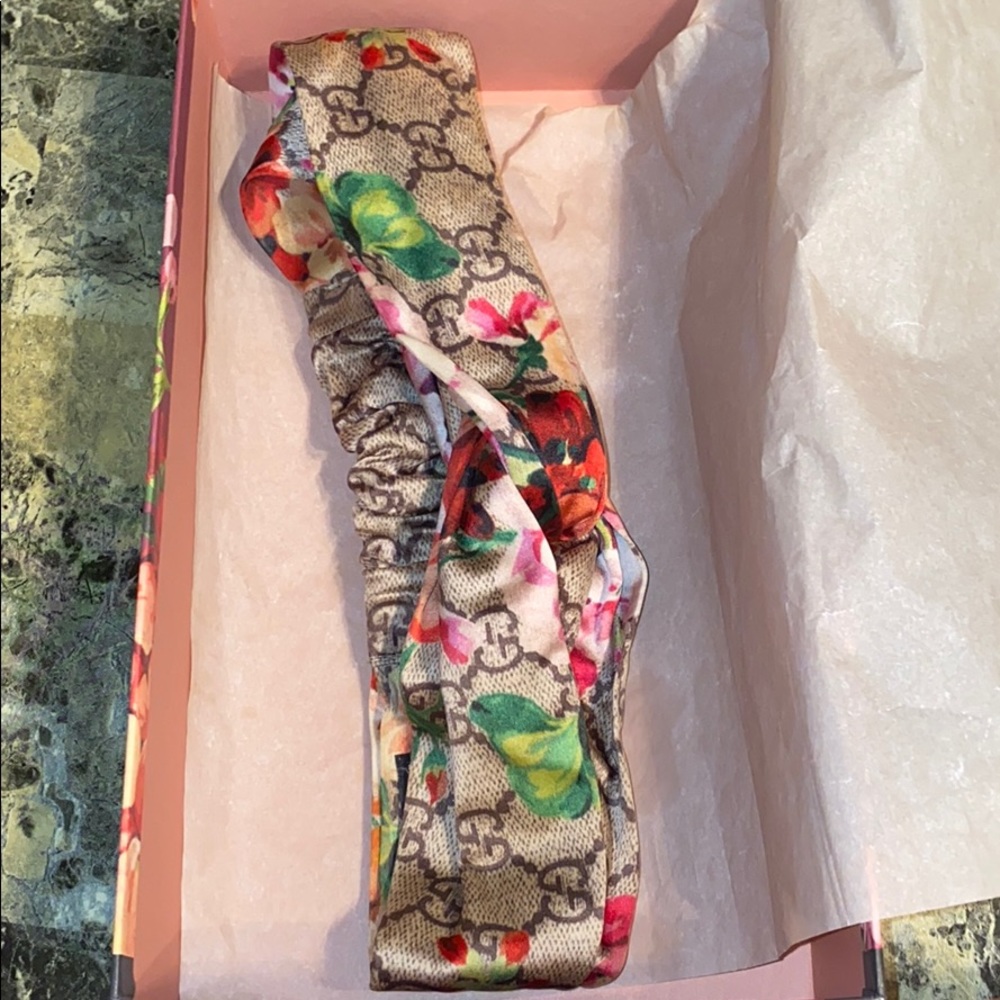 Pink Gucci Blooms Silk Headband
